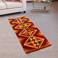 Wool area rug, 'Inca Accents' (2x5.5) - Handwoven Wool Geometric and Inca-Themed Area Rug (2x5.5)