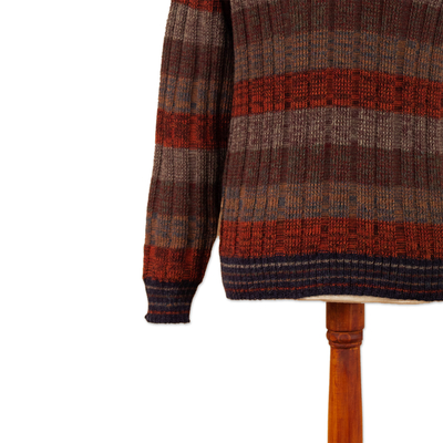 Suéter de hombre 100% alpaca - Sweater de Hombre 100% Alpaca con Cremallera en Tonos Capuchina