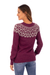 100% alpaca sweater, 'Burgundy Geometry' - Geometric Burgundy and Grey 100% Alpaca Pullover Sweater (image 2d) thumbail