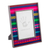 Glass photo frame, 'Beautiful Memories' (4x6) - Wood Glass Photo Frame with Geometric Andean Textile (4x6)