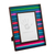 Glass photo frame, 'Pleasant Memories' (4x6) - Wood Glass Photo Frame with Striped Andean Textile (4x6) thumbail