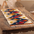 Camino de mesa de mezcla de lana, 'Challwa' - Camino de mesa de mezcla de lana hecho a mano en azul y marfil con temática de pescado