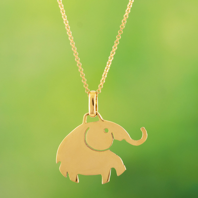 14k Gold Dainty Elephant Pendant, Lucky Elephant Jewelry - The Golden Bazaar