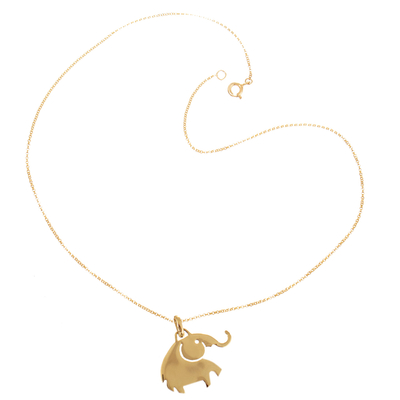 Gold-plated pendant necklace, 'Prosperity Elephant' - 18k Gold-Plated Prosperity Elephant Pendant Necklace
