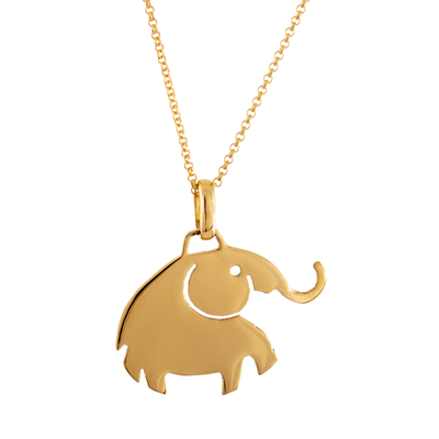 Collar colgante chapado en oro - collar con colgante de elefante de la prosperidad chapado en oro de 18 quilates