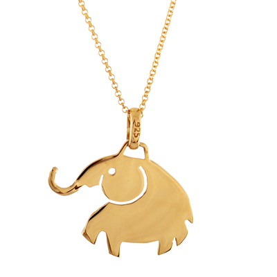 Vergoldete Halskette mit Anhänger - 18 Karate vergoldet Wohlstands-Elefant-Anhänger-Halskette