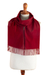 100% alpaca scarf, 'Red Tide' - 100% Alpaca Fringed Scarf in Red Hand-Woven in Peru thumbail