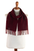 100% alpaca scarf, 'Chic Burgundy' - Burgundy & Red 100% Alpaca Fringed Scarf Hand-Woven in Peru thumbail