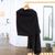 100% alpaca shawl, 'Elegant Waves' - Handwoven Black 100% Alpaca Shawl with Fringes (image 2) thumbail