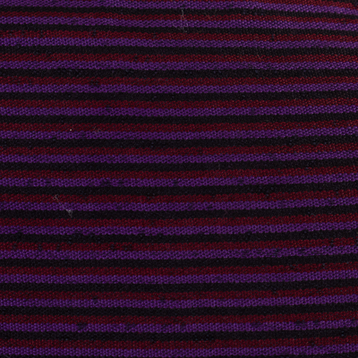Rayon-Schal - Handgewebter gestreifter lila Rayon-Schal aus Peru
