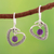 Amethyst dangle earrings, 'Wise Love' - Sterling Silver Heart Dangle Earrings with Amethyst Jewels (image 2) thumbail