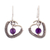 Amethyst dangle earrings, 'Wise Love' - Sterling Silver Heart Dangle Earrings with Amethyst Jewels thumbail