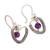Amethyst dangle earrings, 'Wise Love' - Sterling Silver Heart Dangle Earrings with Amethyst Jewels (image 2b) thumbail