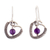 Amethyst dangle earrings, 'Wise Love' - Sterling Silver Heart Dangle Earrings with Amethyst Jewels (image 2c) thumbail