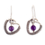 Amethyst dangle earrings, 'Wise Love' - Sterling Silver Heart Dangle Earrings with Amethyst