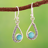 Amazonite dangle earrings, 'Summery Rain' - Drop-Shaped Dangle Earrings with Natural Amazonite Jewels