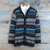 Alpaca blend cardigan, 'Empire Memories in Sapphire' - Blue Alpaca Blend Cardigan with Inca Motifs (image 2b) thumbail