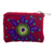 Wool coin purse, 'Cactus Bloom' - Handloomed Floral Burgundy Wool Coin Purse from Peru