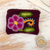 Wool coin purse, 'Carmine Petals' - Handloomed Flower-Themed Wool Coin Purse from Peru