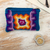 Wool coin purse, 'Inca Dawn' - Handloomed Chakana-Themed Wool Coin Purse in Cyan Hue