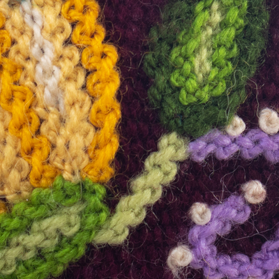 Monedero de lana - Monedero tejido a mano en lana amarilla y cordobesa de Perú