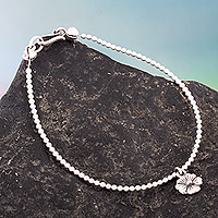 Silver pendant bracelet, 'Floral Majesty' - 950 Silver Flower Pendant Bracelet Crafted in Peru