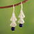 Lapis lazuli filigree dangle earrings, 'Bells are Ringing' - Silver Filigree Dangle Earrings with Lapis Lazuli Stone