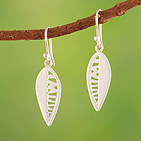 Sterling silver dangle earrings, 'Leaf Morphology' - Sterling Silver Leaf Dangle Earrings with Openwork Accents