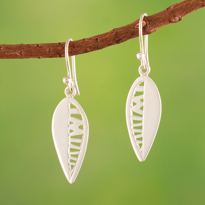 Sterling silver dangle earrings, 'Leaf Morphology' - Sterling Silver Leaf Dangle Earrings with Openwork Accents
