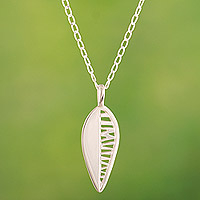 Sterling silver pendant necklace, 'Leaf Morphology'
