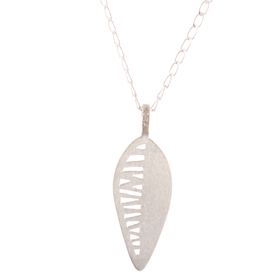 Sterling silver pendant necklace, 'Leaf Morphology' - Sterling Silver Pendant Necklace with Openwork Accents