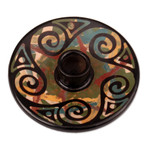 Ceramic palo santo burner, 'Ancestral Swirls' - Handcrafted Swirl-Patterned Round Ceramic Palo Santo Burner