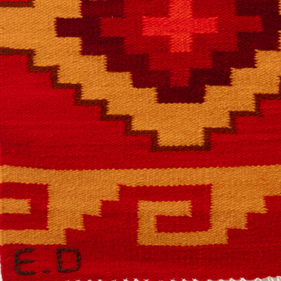 Tapiz de lana - Tapiz de Pared de Lana Tejido a Mano con Motivos Incas y Geométricos