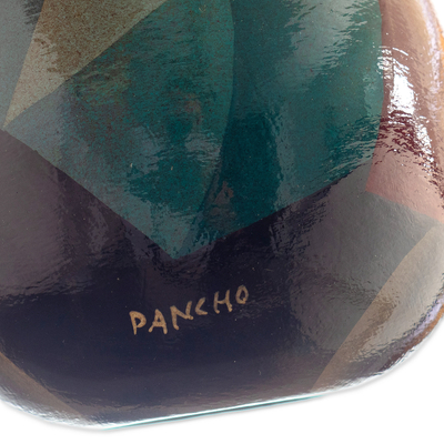 Ceramic decorative vase, 'Andean Braids in Blue' - Ceramic Decorative Vase with Hand-Painted Andean Motifs