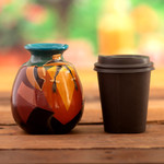 Ceramic decorative vase, 'Andean Braids in Blue' - Ceramic Decorative Vase with Hand-Painted Andean Motifs