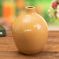 Ceramic decorative vase, 'Divine Sun' - Ceramic Chulucana Style Decorative Vase Handmade in Peru