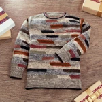 Men's 100% alpaca pullover, 'Inca Walls' - Men's Colorful Patterned 100% Alpaca Pullover from Peru