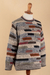 Men's 100% alpaca pullover, 'Inca Walls' - Men's colourful Patterned 100% Alpaca Pullover from Peru