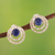 Sodalite button earrings, 'Blue Vibrations' - Textured Sterling Silver and Sodalite Button Earrings (image 2) thumbail