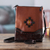 Leather sling bag, 'Andean Flair' - Brown Leather Sling Bag with Adjustable Strap & Wool Accent (image 2) thumbail
