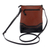 Leather sling bag, 'Andean Flair' - Brown Leather Sling Bag with Adjustable Strap & Wool Accent (image 2b) thumbail