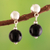 Onyx dangle earrings, 'Nocturnal Elegance' - Classic Sterling Silver Dangle Earrings with Black Onyx (image 2) thumbail