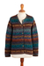 100% alpaca cardigan, 'Andean Cathedrals' - 100% Alpaca Knit Long-Sleeved Cardigan with Button Closure thumbail