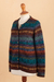 100% alpaca cardigan, 'Andean Cathedrals' - 100% Alpaca Knit Long-Sleeved Cardigan with Button Closure (image 2c) thumbail