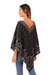 100% alpaca poncho, 'Cuzco Mountains' - Geometric and Floral 100% Alpaca Poncho in Black and Grey (image 2c) thumbail