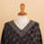 100% alpaca poncho, 'Cuzco Mountains' - Geometric and Floral 100% Alpaca Poncho in Black and Grey (image 2g) thumbail