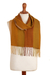 Baby alpaca blend scarf, 'Caramel Trails' - Handcrafted Caramel and Green Baby Alpaca Blend Cotton Scarf thumbail