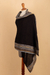 Baby alpaca blend shawl, 'Elegant Stripes' - Knit Baby Alpaca Blend Shawl in Black Honey & Grey from Peru (image 2c) thumbail