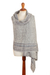 Baby alpaca blend shawl, 'Stylish Stripes' - Knit Baby Alpaca Blend Striped Shawl in Grey Hues from Peru thumbail