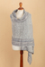 Baby alpaca blend shawl, 'Stylish Stripes' - Knit Baby Alpaca Blend Striped Shawl in Grey Hues from Peru (image 2b) thumbail